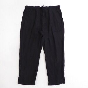 NEW Cubavera Mens Black Linen Blend Elastic Waist Drawstring Pants Size 2XB